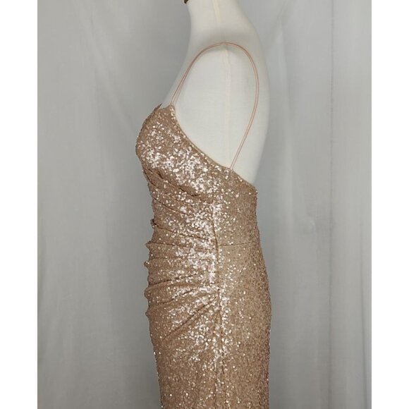 Sorella Vita Dress 10 Maxi Formal Gown Rose Gold Sequins Bridesmaid 8884 Prom - Picture 8 of 16